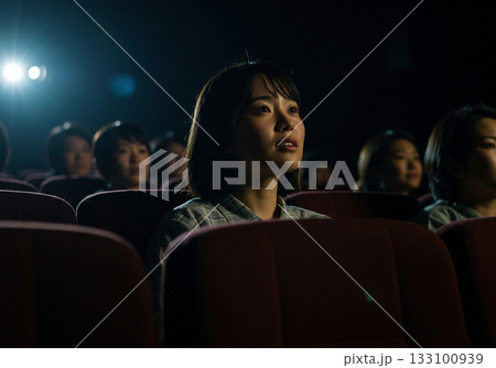 映画館で映画を見る観客のイメージ 133100939