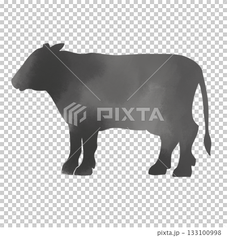 側躺的乳牛水彩剪影 133100998