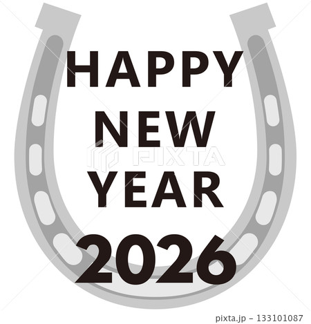 2026の賀詞HAPPY NEW YEARと幸運の蹄鉄 (年賀状文字素材)スタンプイラスト 2026の賀詞HAPPY NEW YEARと幸運の蹄鉄 (年賀状文字素材)スタンプイラスト 133101087