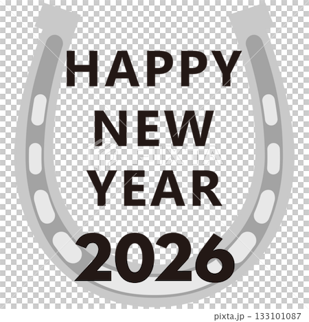 2026の賀詞HAPPY NEW YEARと幸運の蹄鉄 (年賀状文字素材)スタンプイラスト 2026の賀詞HAPPY NEW YEARと幸運の蹄鉄 (年賀状文字素材)スタンプイラスト 133101087