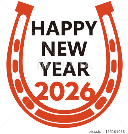 2026の賀詞HAPPY NEW YEARと幸運の蹄鉄 (年賀状文字素材)スタンプイラスト 2026の賀詞HAPPY NEW YEARと幸運の蹄鉄 (年賀状文字素材)スタンプイラスト 133101088