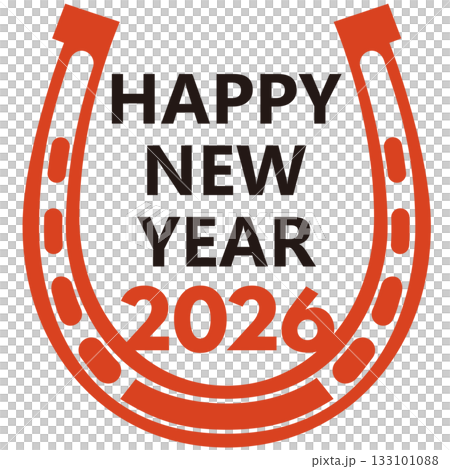 2026の賀詞HAPPY NEW YEARと幸運の蹄鉄 (年賀状文字素材)スタンプイラスト 2026の賀詞HAPPY NEW YEARと幸運の蹄鉄 (年賀状文字素材)スタンプイラスト 133101088