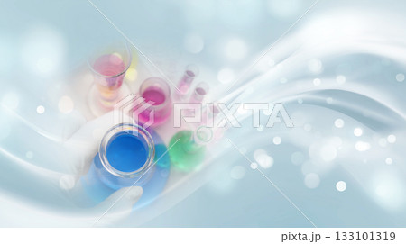 科学と医療研究イメージ：実験器具と抽象背景 133101319
