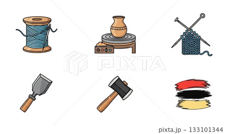 創造性を刺激するクラフト＆ハンドメイドアイコン 133101344