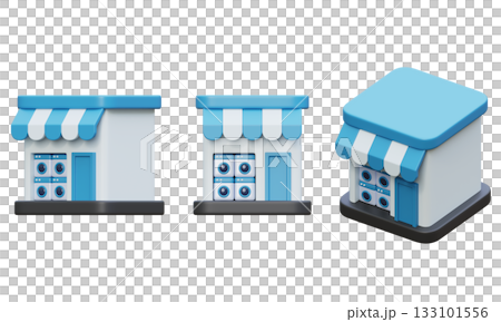 3D cartoon style Laundry shop icon 3D cartoon style Laundry shop icon 133101556