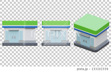 3D cartoon style convenience store icon 133101559