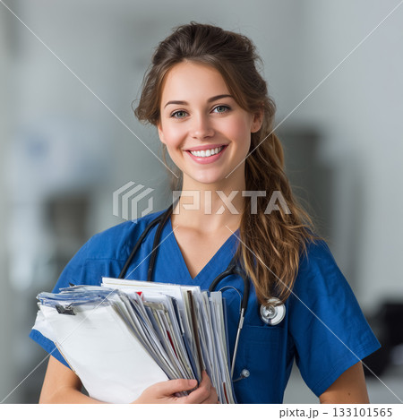 笑顔の看護師ポートレート|医療現場で活躍する女性スタッフの明るい表情 笑顔の看護師ポートレート|医療現場で活躍する女性スタッフの明るい表情 133101565