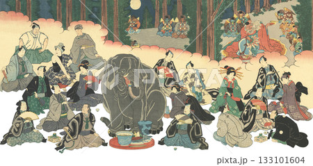 浮世絵　イラスト　歌川芳艶　天狗　象 133101604