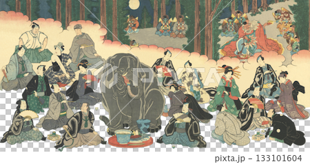 浮世絵　イラスト　歌川芳艶　天狗　象 133101604