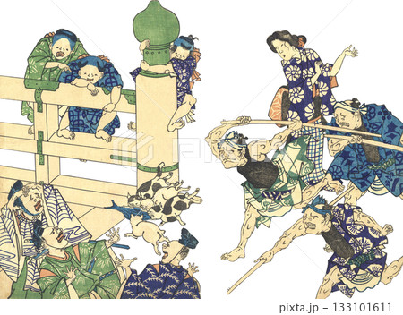 浮世絵 イラスト 幕末 諷刺画 浮世絵 イラスト 幕末 諷刺画 133101611