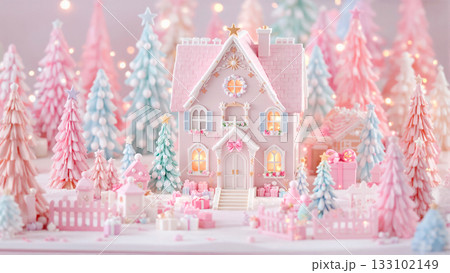 ペールピンクのお菓子の家 133102149