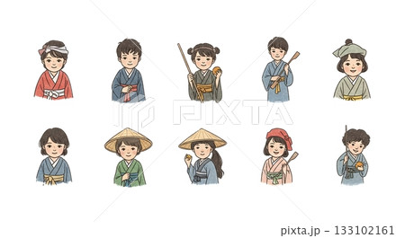 日本の昔ながらの可愛い子供たち 133102161