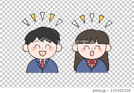 兩名男學生和一名女學生的插圖 133102316