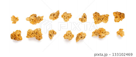 Granola Pile Isolated, Cereal Breakfast with Almonds and Chocolate Chips, Seeds and Oat Flakes Granola Pile Isolated, Cereal Breakfast with Almonds and Chocolate Chips, Seeds and Oat Flakes 133102469
