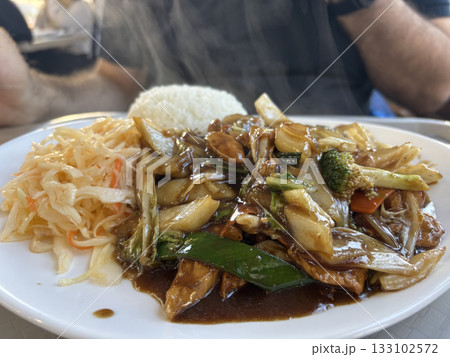 Vietnamese chicken with vegetables and rice 133102572