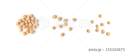 Chickpea, chick pea pile, dry Cicer arietinum fruits, raw Bengal gram legume, garbanzo beans 133102673