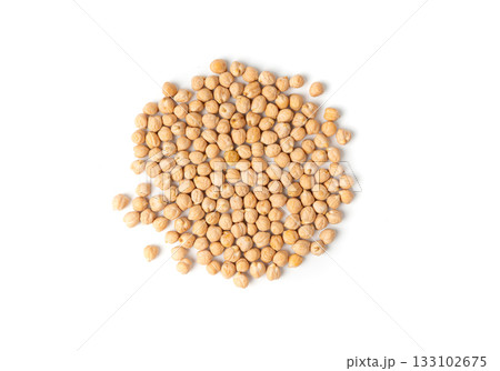 Chickpea, chick pea pile, dry Cicer arietinum fruits, raw Bengal gram legume, garbanzo beans 133102675