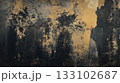黒と茶色が混ざり合い重厚感と荒々しさを持つグランジな壁のテクスチャ 133102687