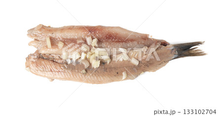 Dutch herring isolated, salted fish meat fillet, traditional maatjes, raw atlantic herring, matias 133102704
