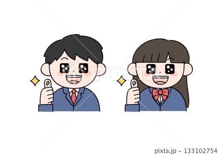 グッドな学生男女2人のイラスト 133102754