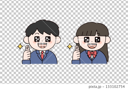グッドな学生男女2人のイラスト 133102754