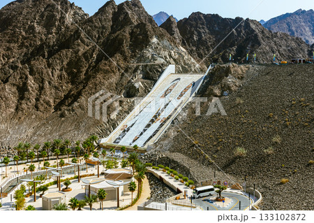 Hatta, UAE- 02112025: Beautiful view of Hatta Dam or Lake and Hajar Mountain in the Emirate of Dubai Hatta, UAE- 02112025: Beautiful view of Hatta Dam or Lake and Hajar Mountain in the Emirate of Dubai 133102872