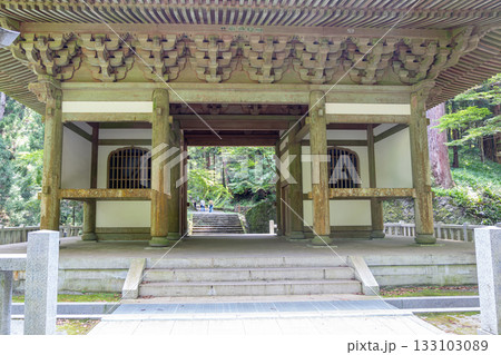 Daiyuzan Saijoji, Minamiashigara, Kanagawa, Japan Traditional wooden gate entrance in Japanese temple surrounded by forest Daiyuzan Saijoji, Minamiashigara, Kanagawa, Japan Traditional wooden gate entrance in Japanese temple surrounded by forest 133103089