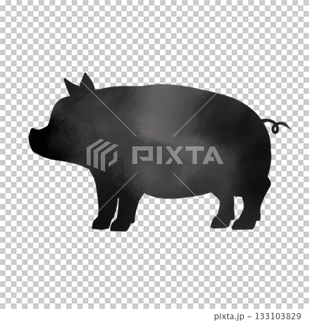 Sideways pig watercolor silhouette illustration Sideways pig watercolor silhouette illustration 133103829