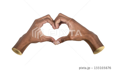 Hand forming heart shape gesture, symbol of love, care, friendship and unity, positive sign of 133103876