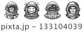 Vintage Hand-Drawn Astronaut Smiling in Helmet  133104039