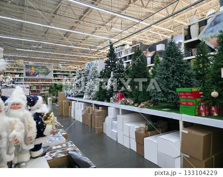 Christmas Holiday Decorations on Store Shelves Christmas Holiday Decorations on Store Shelves 133104229