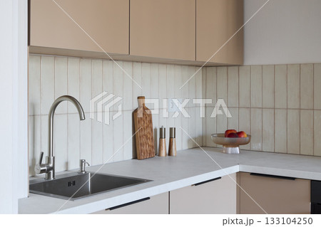 modern minimalist kitchen sink corner with wooden accents modern minimalist kitchen sink corner with wooden accents 133104250