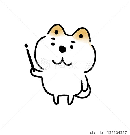 差し棒を持つ白い柴犬 133104337