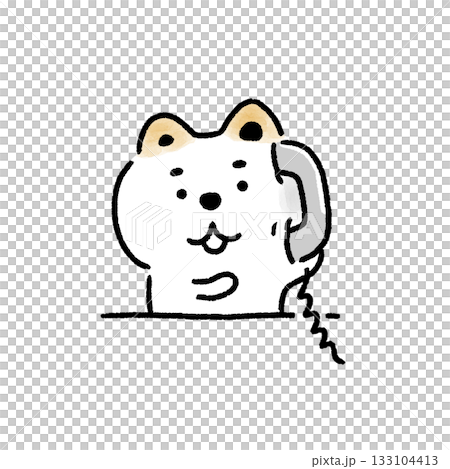 一隻白色柴犬接電話 133104413