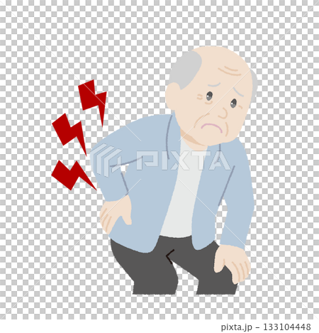 手描き風の腰痛に悩む男性 手描き風の腰痛に悩む男性 133104448