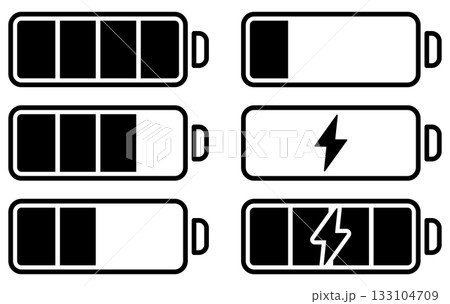 バッテリー・電池マークのフラットアイコンセット 133104709