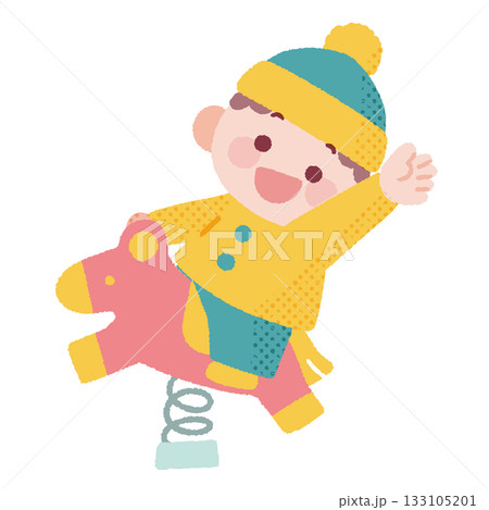 木馬に乗ったかわいい子供 木馬に乗ったかわいい子供 133105201