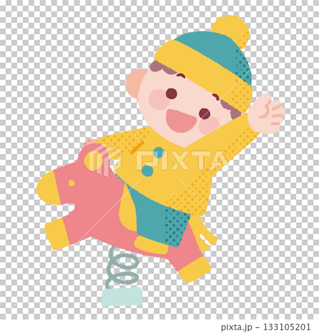 木馬に乗ったかわいい子供 木馬に乗ったかわいい子供 133105201