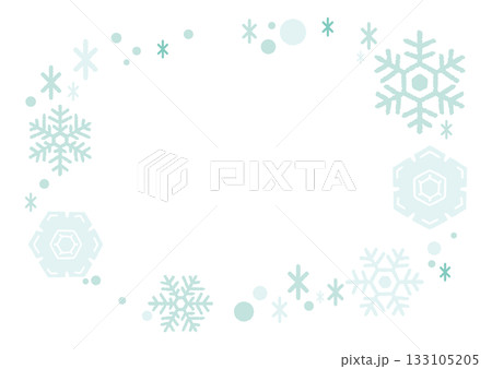 手描き風の雪の結晶の背景透過フレーム 手描き風の雪の結晶の背景透過フレーム 133105205