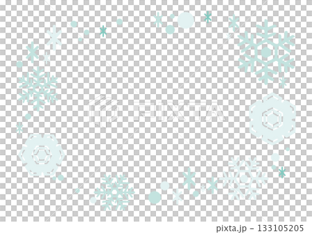 手描き風の雪の結晶の背景透過フレーム 手描き風の雪の結晶の背景透過フレーム 133105205