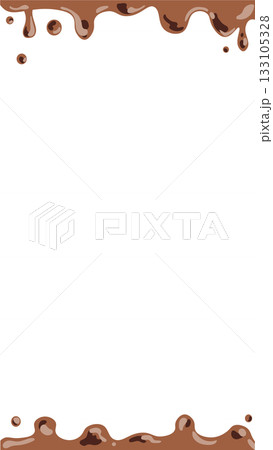 縦長・とろけるチョコレートのシンプルフレームイラスト 縦長・とろけるチョコレートのシンプルフレームイラスト 133105328