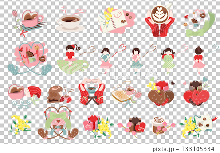 Valentine's Day and cafe gift illustration set 133105334