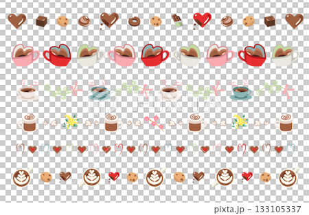Valentine's chocolate and cafe line decoration set 133105337