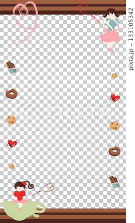 Valentine's Day chocolate and girl vertical frame illustration 133105342