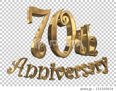 3DCG文字「70th Anniversary/70周年マークキラキラ」 133105614