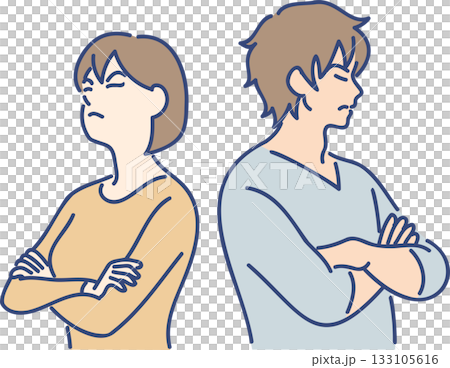 Illustration of a young couple fighting Illustration of a young couple fighting 133105616