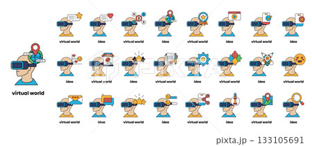 A series of drawings of people in a virtual world 133105691