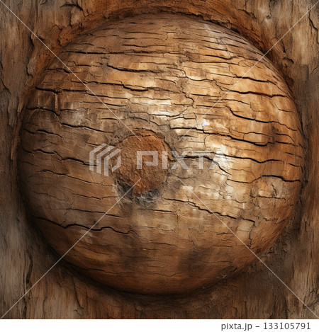 Detailed Abstract Wood Texture Weathered Knot Pattern, Rustic Background Design Element 133105791