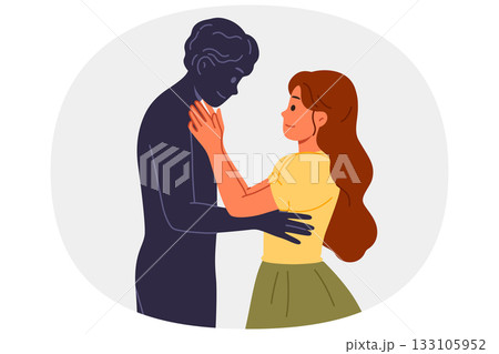 Woman with problems in relationship with imaginary boyfriend needs help of psychotherapist 133105952