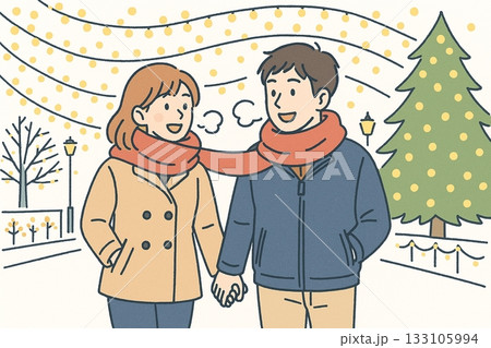 イルミネーションを楽しむデート 133105994